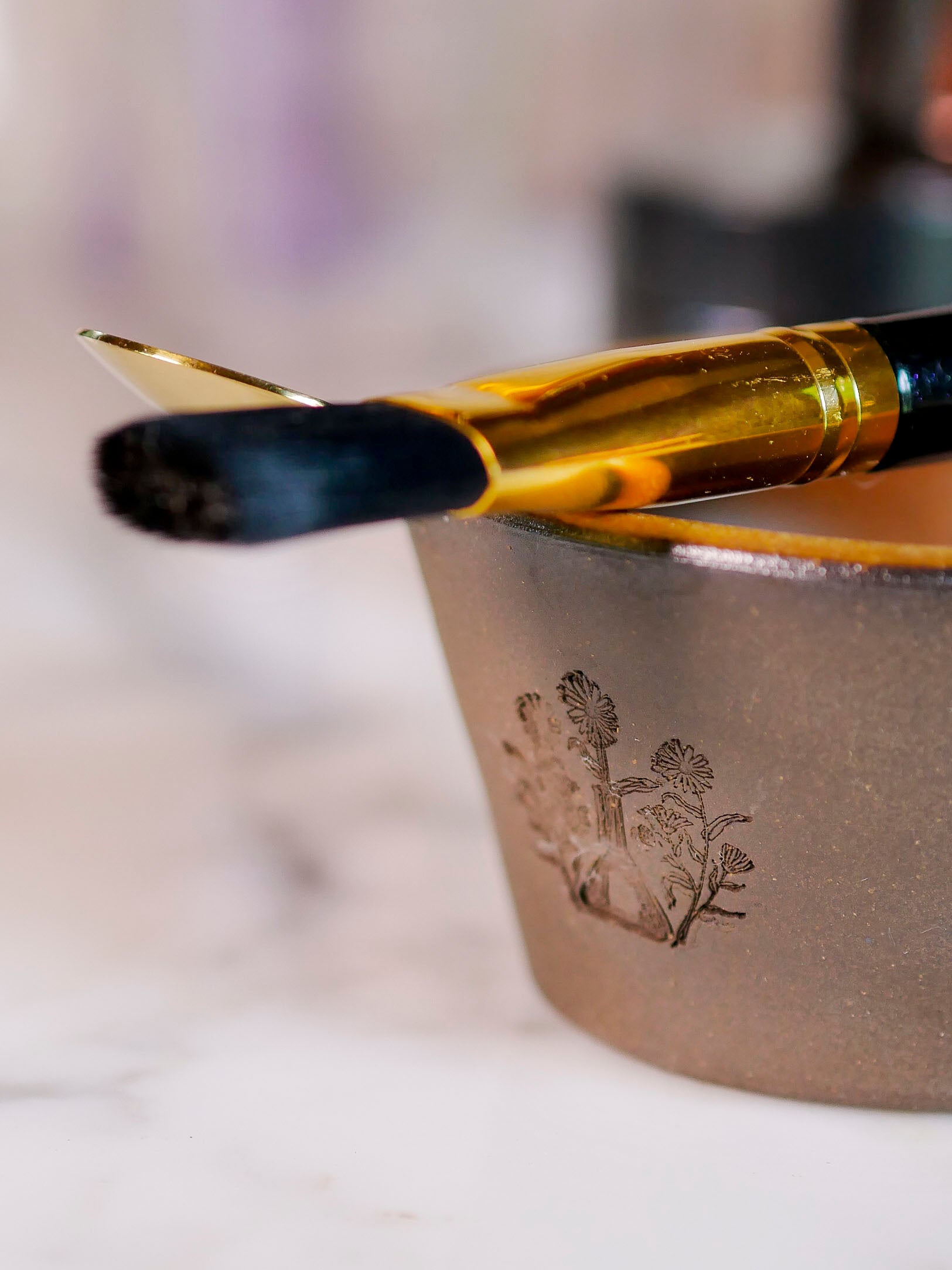 Close up of the face mask brush and bowl set, must-have skin care accessories.