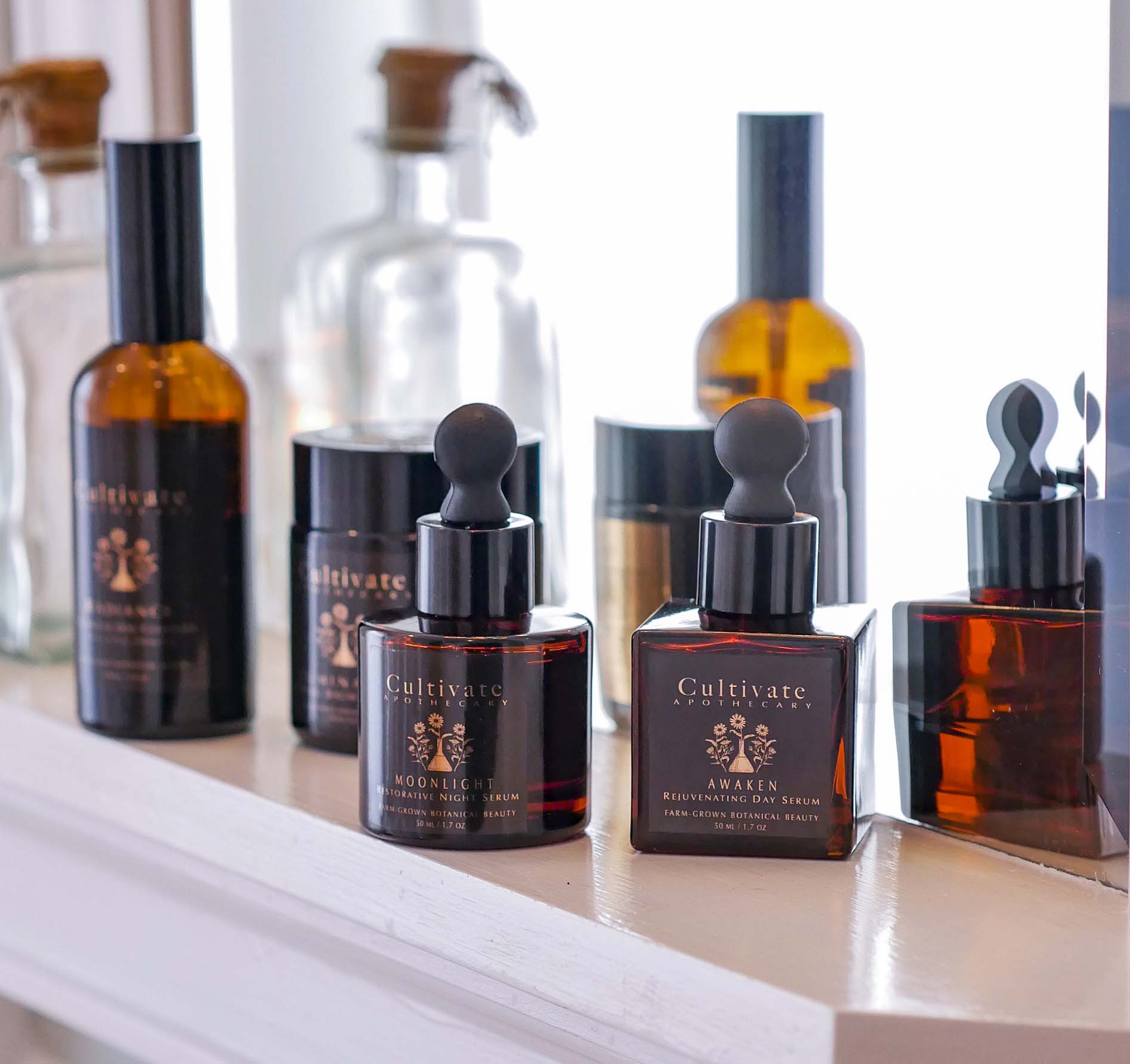 Botanical skincare essentials from skin apothecary Cultivate Apothecary at Stonegate Farm.