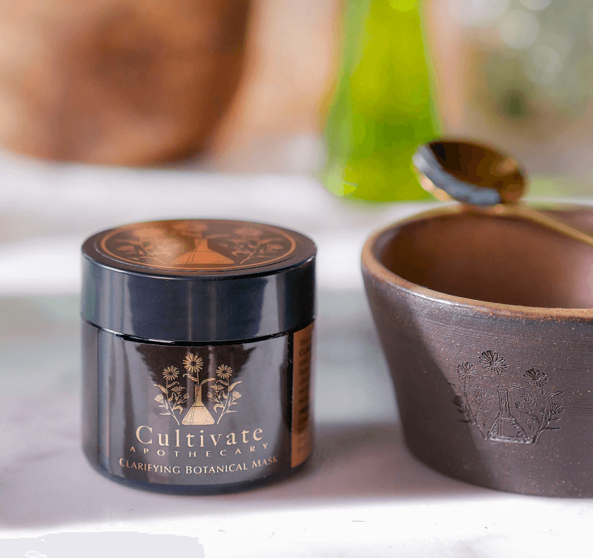 Organic botanical face mask by Cultivate Apothecary skincare.